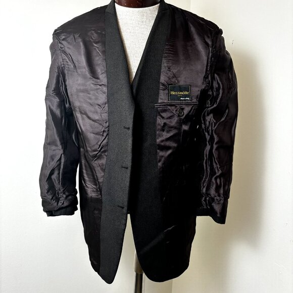 Mezzanotte Uomo Men's 3/4 Sleeves Green‎ Brown Textured Blazer Pure Wool Italy - Picture 7 of 9